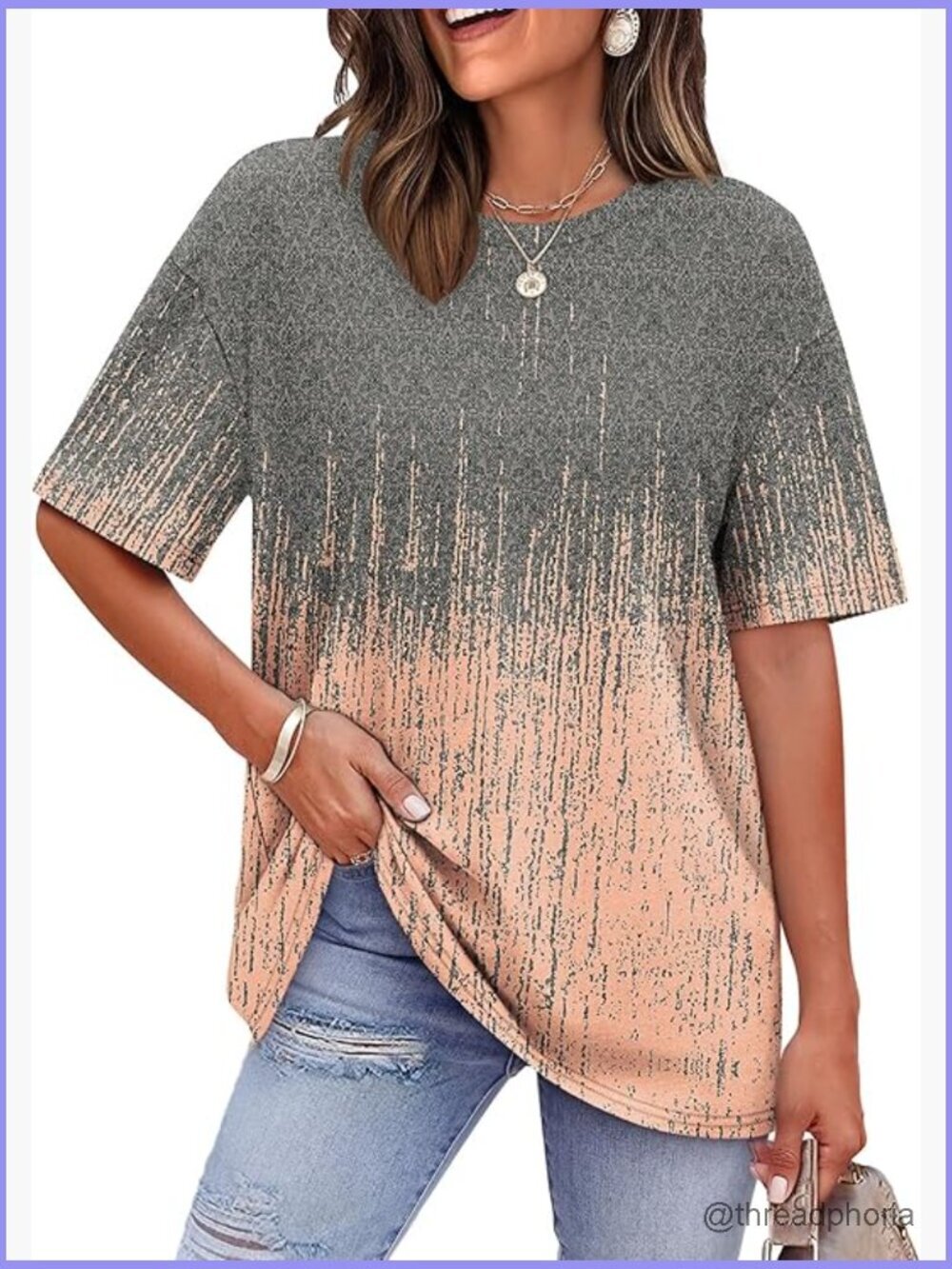 Oversized T-Shirt Women Summer Short Sleeve Crew Neck Beach Vacation Top